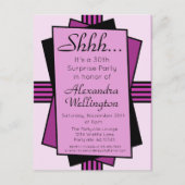 パープルアールデコ30thサプライズパーティー誕生日 インビテーションポストカード (正面)
