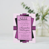 パープルアールデコ30thサプライズパーティー誕生日 インビテーションポストカード (スタンド正面)