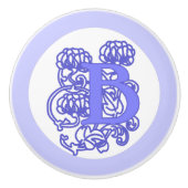 パープルアールヌーボーフローラモノグラム"B" セラミックノブ (正面)