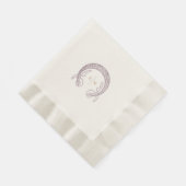 パープルアールヌーボーミュシャモノグラムイニシャルテーブル 縁ありランチョンナプキン (角)