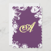 パープルイエローの花柄の結婚式招待状 招待状 (裏面)