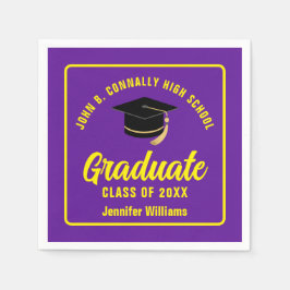 パープルイエローカスタム卒業パーティー スタンダードカクテルナプキン