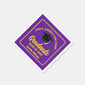 パープルイエローカスタム卒業パーティー スタンダードカクテルナプキン (角)