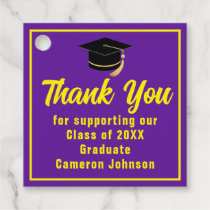 パープルイエローカスタム卒業パーティー フェイバータグ