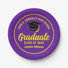 パープルイエローカスタム卒業パーティー ペーパープレート