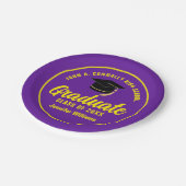 パープルイエローカスタム卒業パーティー ペーパープレート (アングル)