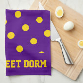 パープルイエローカレッジチームカッコいいおもしろいドームスクール キッチンタオル (四つ折り)