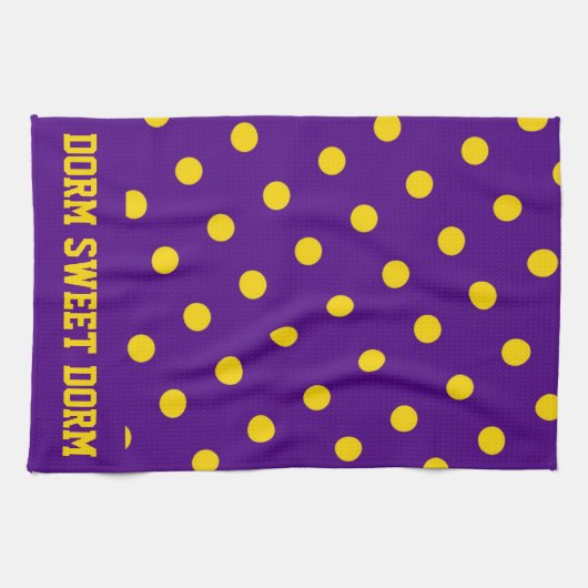 パープルイエローカレッジチームカッコいいおもしろいドームスクール キッチンタオル (横)