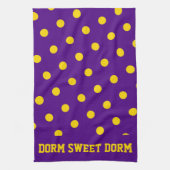 パープルイエローカレッジチームカッコいいおもしろいドームスクール キッチンタオル (縦)