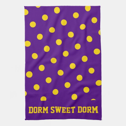 パープルイエローカレッジチームカッコいいおもしろいドームスクール キッチンタオル (縦)