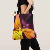 パープルイエローガーデンフラワー抽象芸術トートバッグ トートバッグ (クローズアップ)