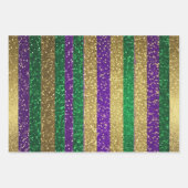 パープルイエローグリーンマルディグラグリッターパターン ラッピングペーパーシート (正面)