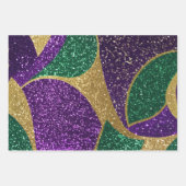 パープルイエローグリーンマルディグラグリッターパターン ラッピングペーパーシート (正面3)