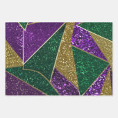 パープルイエローグリーンマルディグラグリッターパターン ラッピングペーパーシート (正面2)