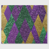 パープルイエローグリーンマルディグラグリッターパターン ラッピングペーパー (フラット)