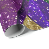 パープルイエローグリーンマルディグラグリッターパターン ラッピングペーパー (ロールコーナー)