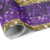 パープルイエローグリーンマルディグラグリッターパターン ラッピングペーパー (ロールコーナー)