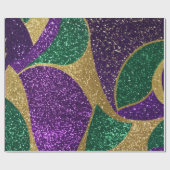 パープルイエローグリーンマルディグラグリッターパターン ラッピングペーパー (フラット)