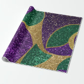 パープルイエローグリーンマルディグラグリッターパターン ラッピングペーパー (アンロールド)