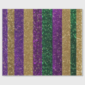 パープルイエローグリーンマルディグラグリッターパターン ラッピングペーパー (フラット)