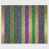 パープルイエローグリーンマルディグラグリッターパターン ラッピングペーパー (フラット)