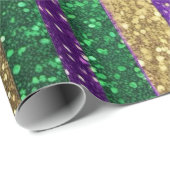 パープルイエローグリーンマルディグラグリッターパターン ラッピングペーパー (ロールコーナー)