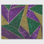 パープルイエローグリーンマルディグラグリッターパターン ラッピングペーパー (フラット)