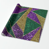 パープルイエローグリーンマルディグラグリッターパターン ラッピングペーパー (アンロールド)