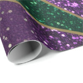 パープルイエローグリーンマルディグラグリッターパターン ラッピングペーパー (ロールコーナー)