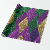 パープルイエローグリーンマルディグラグリッターパターン ラッピングペーパー (アンロールド)