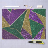 パープルイエローグリーンマルディグラグリッターパターン 薄葉紙 (クラフト)