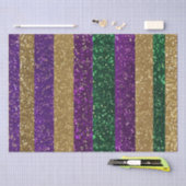 パープルイエローグリーンマルディグラグリッターパターン 薄葉紙 (クラフト)