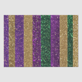 パープルイエローグリーンマルディグラグリッターパターン 薄葉紙