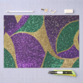 パープルイエローグリーンマルディグラグリッターパターン 薄葉紙 (クラフト)