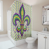 パープルイエローグリーンマルディグラ（紋章の）フラ・ダ・リ シャワーカーテン (インサイチュ)