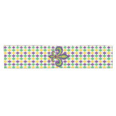 パープルイエローグリーンマルディグラ(紋章の)フラ・ダ・リ ショートテーブルランナー (横)