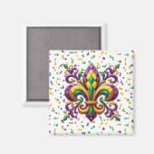 パープルイエローグリーンマルディグラ（紋章の）フラ・ダ・リ マグネット (正面/裏面)