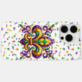 パープルイエローグリーンマルディグラ（紋章の）フラ・ダ・リ Case-Mate iPhoneケース (裏面 (横))