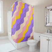 パープルイエローシナストライプル星空抽象芸術 シャワーカーテン (インサイチュ)