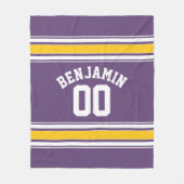 パープルイエロージャージストライプ名前をカスタムする番号 フリースブランケット (正面)