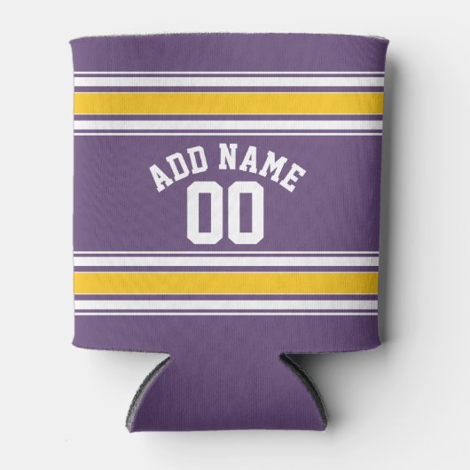 パープルイエロージャージストライプ名前をカスタムする番号 缶クーラー (正面)
