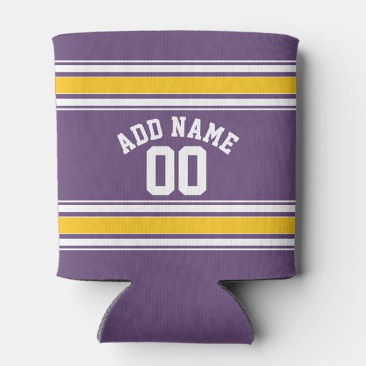 パープルイエロージャージストライプ名前をカスタムする番号 缶クーラー (裏面)