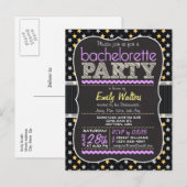 パープルイエロースターズバチェロレッテ招待状 インビテーションポストカード (正面/裏面)