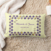 パープルイエローダイアモンズバタフライピロー ランバークッション (ブランケット)