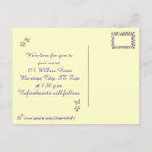 パープルイエローダイアモンズバタフライ招待状はがき インビテーションポストカード (裏面)