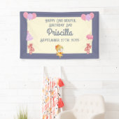 パープルイエローバレリナキャット子供の誕生日パーティー 横断幕 (インサイチュ)