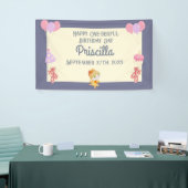 パープルイエローバレリナキャット子供の誕生日パーティー 横断幕 (トレードショー)