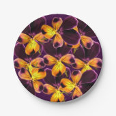 パープルイエローパンシーフラワー7インチ紙プレート ペーパープレート (正面)