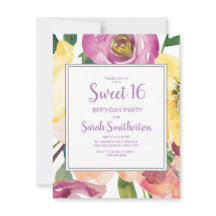パープルイエローピンクフローラスウィート16誕生日