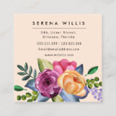 パープルイエローピンクフローラパステル スクエア名刺 (裏面)